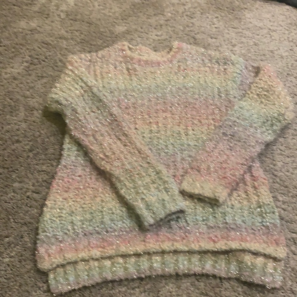 Worn once beautiful Epic sweater size medium. Multi colored sweater with gold